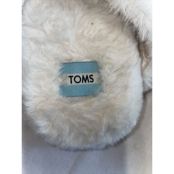 Toms Comfy Slippers Women's Size 11 M White Fleece Slip On Comfort Cross Strap - Picture 3 of 12